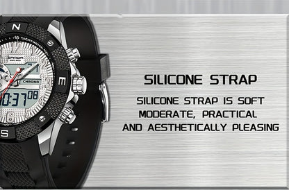 SANDA Men's Sports Watch, Analog Digital LED Electronic Quartz Men's Watch, Waterproof Alarm Stopwatch Countdown Week Multi-function Wristwatch Men's Birthday Holiday Gift 3308