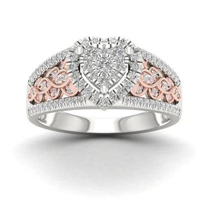 Luxury Diamond-set Zircon Heart Ring