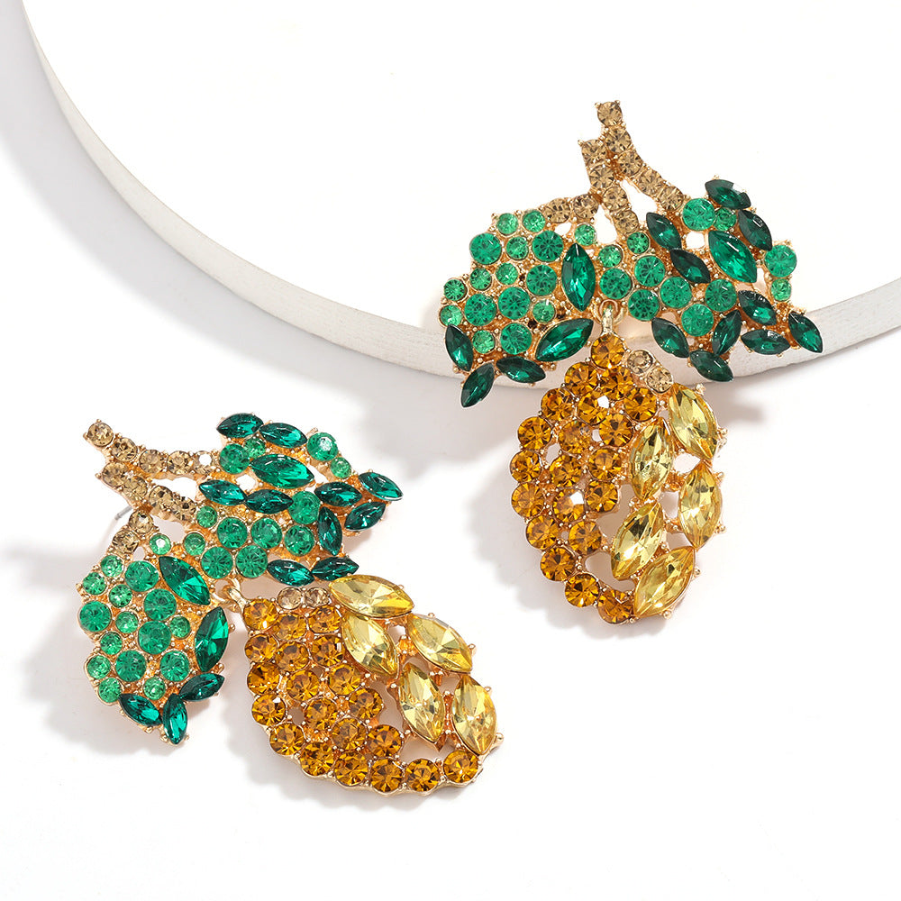 Fashion Exaggerated Glass Diamond Rhinestone Set Diamond Earrings