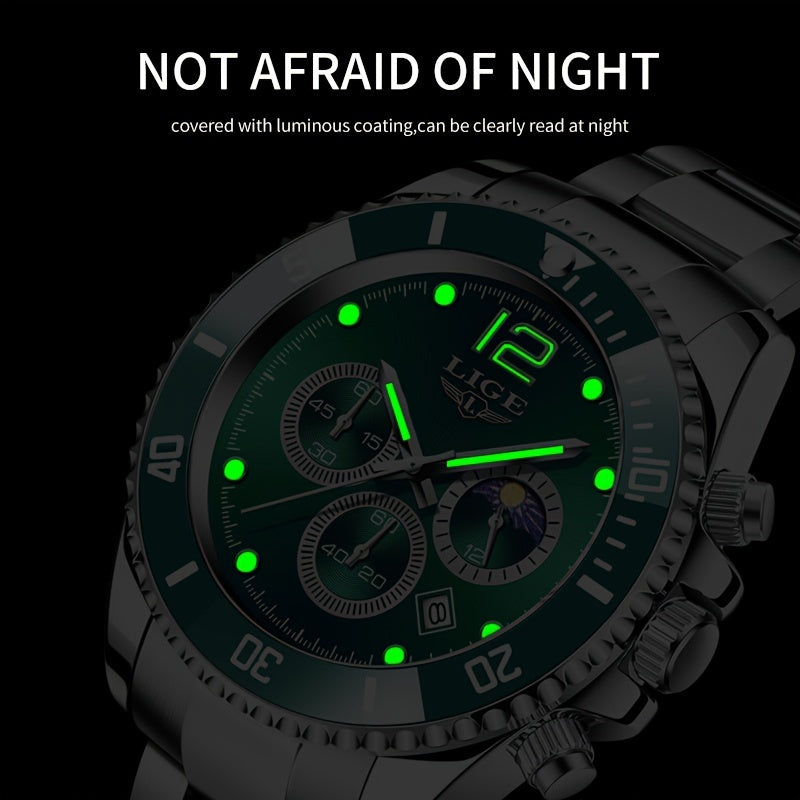 LIGE Watches men&women's Top Brand Luxury Clock Casual Stainless Steel men&women's Watch Sports Quartz Chronograph, Suitable for Women&women