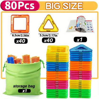 Magnetic Building Blocks Big Size 3D STEM Educational Magnetic Building Constructor Set Toys, Birthday Gifts, Learning Toys, Random Color Christmas, Halloween Gift