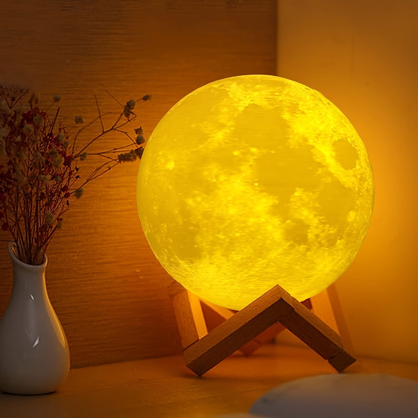 1pc, Moon Lamp, LED Night Light 3D Printing Moon Light, Moon Light Lamps For Friends Lover Birthday Gifts, Ramadan Kareem, Scene Decor, Room Decor, Mother's Day Gift, Mother's Day Decor