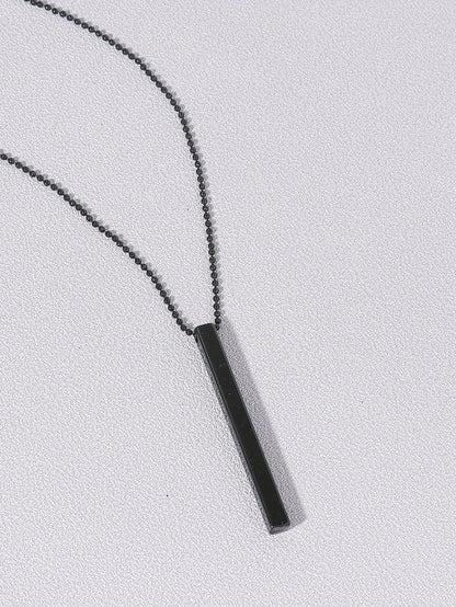 Men's Rectangle Metal Pendant Necklace, Cuban Chain Necklace For Men Jewelry Gift