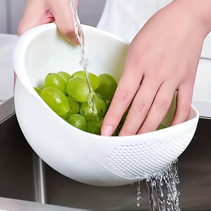 1pc Multi-Functional Kitchen Washing Basket Basin - Food-Safe Plastic with Drain Holes for Efficient Draining, Rinsing Rice, Vegetables & Fruits - Space-Saving Design for Small Kitchens & Dishwashing