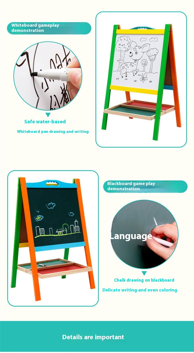 Children's Wooden Magnetic Double-sided Color Drawing Board