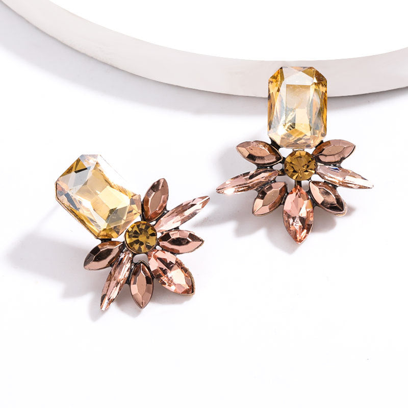 Fashion Exaggerated Glass Diamond Rhinestone Set Diamond Earrings