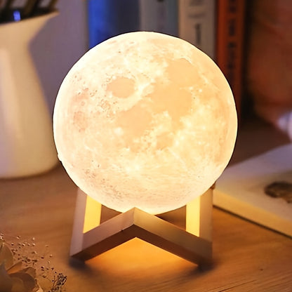 1pc, Moon Lamp, LED Night Light 3D Printing Moon Light, Moon Light Lamps For Friends Lover Birthday Gifts, Ramadan Kareem, Scene Decor, Room Decor, Mother's Day Gift, Mother's Day Decor