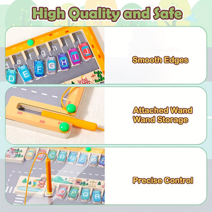 Magnetic Alphabet Maze Learning Toys, Fine Motor Skills Toys, Wooden Learning Letter Puzzle Board, Kids Preschool Learning Activities, Toys