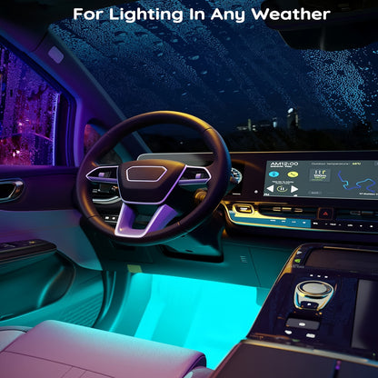 4 LED Smart Car Light Strips, 12V Music Synchronized Color-changing Light Strips, App, 44-key Remote Control, DIY Mode Brightness Adjustment Lights, For Various Car Models