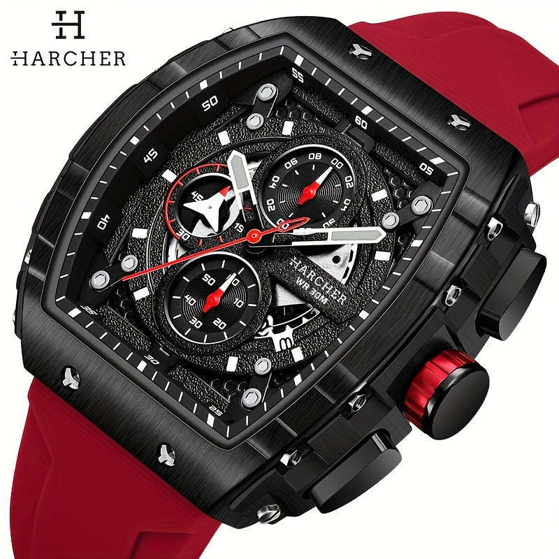 H Men Wristwatches, High-Accuracy Quartz Movement, Silicone Band, Waterproof, Calendar, Multi-Functional Design, Men's Dress Watches
