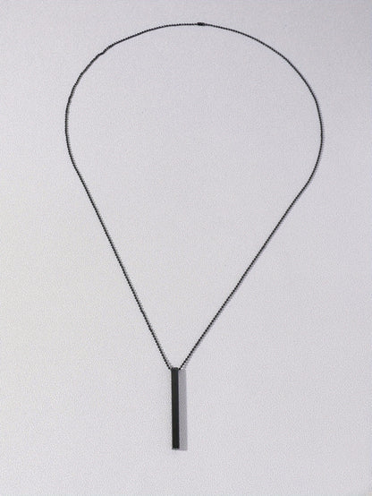 Men's Rectangle Metal Pendant Necklace, Cuban Chain Necklace For Men Jewelry Gift