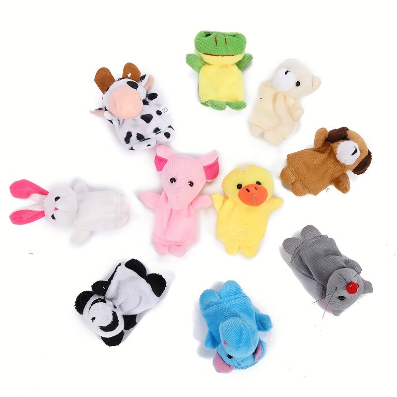10pcs Mini Animal Finger Puppets Set, Small Cartoon Animal Finger Toys, Educational Family Time Story Time Toys, Party Favors For Shows, Playtime, Schools easter gift