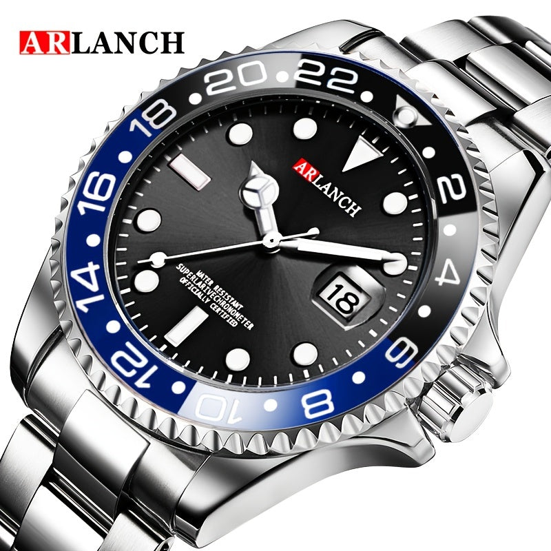 ARLANCH New Fashion Brand Men's Stainless Steel Watches Luminous Male Quartz Watches Calendar Sports Men's Business Watches