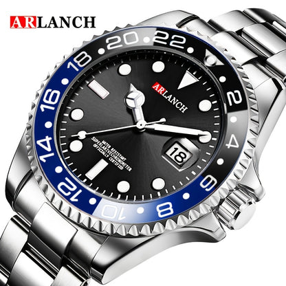 ARLANCH New Fashion Brand Men's Stainless Steel Watches Luminous Male Quartz Watches Calendar Sports Men's Business Watches