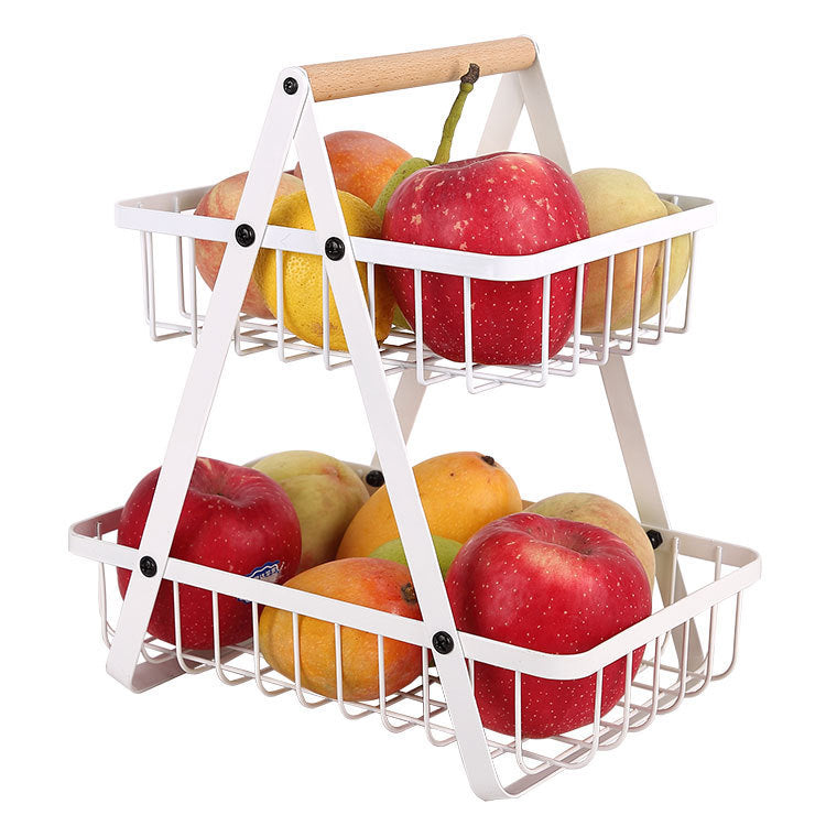 Removable Iron Double Layer Fruit Basket Storage Rack