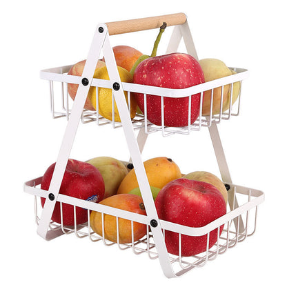 Removable Iron Double Layer Fruit Basket Storage Rack