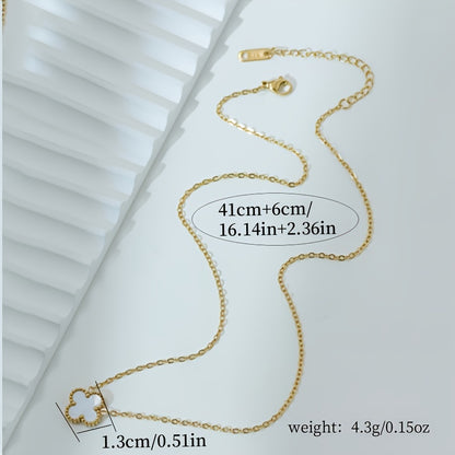 Elegant Golden-Tone Four-Leaf Clover Jewelry Set With White Mother Of Pearl Accents - Necklace, Bracelet & Earrings For Women Jewelry For Women Necklaces For Women