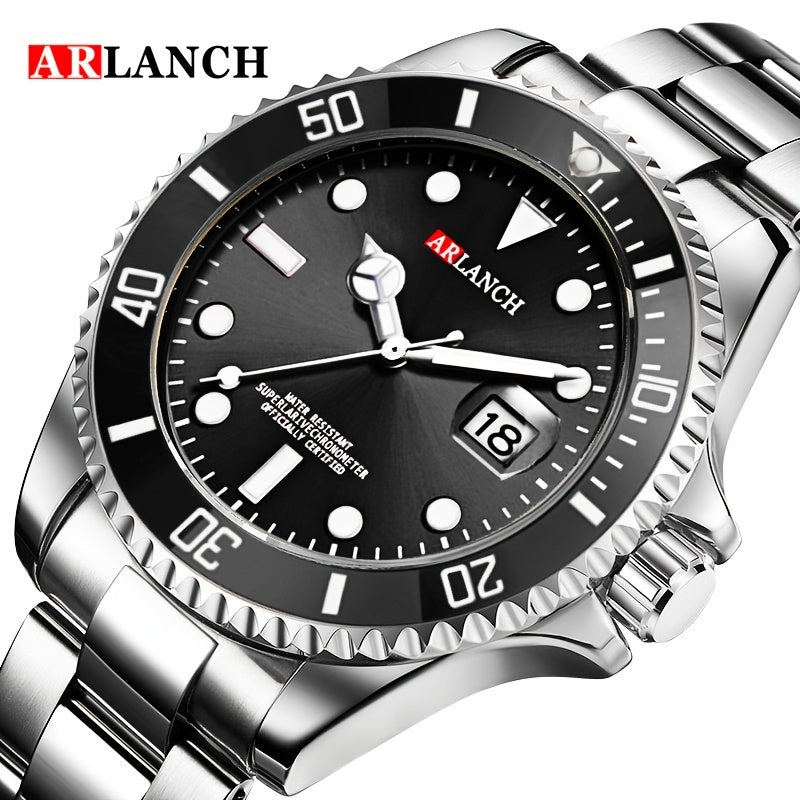 ARLANCH New Fashion Brand Men's Stainless Steel Watches Luminous Male Quartz Watches Calendar Sports Men's Business Watches