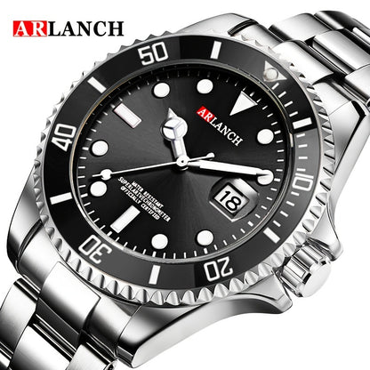 ARLANCH New Fashion Brand Men's Stainless Steel Watches Luminous Male Quartz Watches Calendar Sports Men's Business Watches