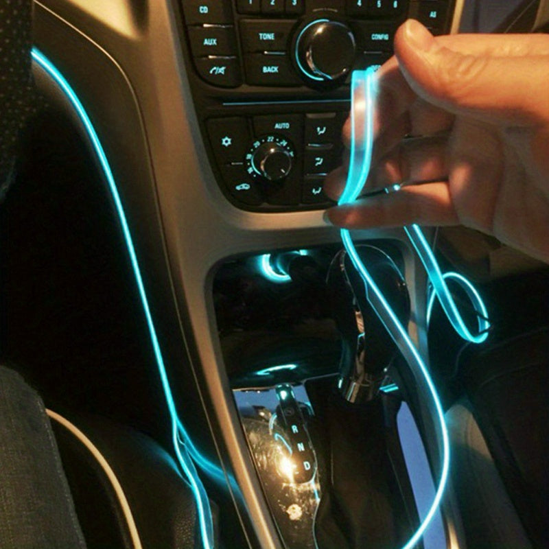 Automobile interior LED decorative lights, EL neon light strips, ambient lighting, modern car decoration, flexible LED light strips, long-lasting illumination, LED mood lighting, for night drivers, a must-have for car owners.