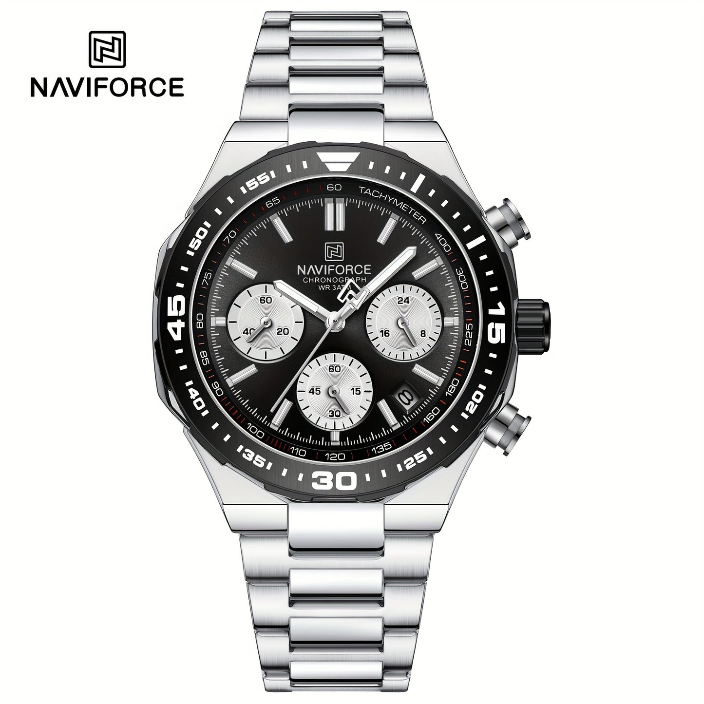 NAVIFORCE Men'S Luxury Business Watch, Multi-function Chronograph Waterproof Men Watches, 24/12 Hour date Display Man Wristwatch, Men Gift