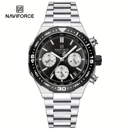 NAVIFORCE Men'S Luxury Business Watch, Multi-function Chronograph Waterproof Men Watches, 24/12 Hour date Display Man Wristwatch, Men Gift