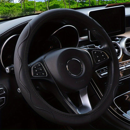 Luxurious PU Leather Steering Wheel Cover - 3D Comfort, No Inner Ring, Car Accessories Christmas Gift