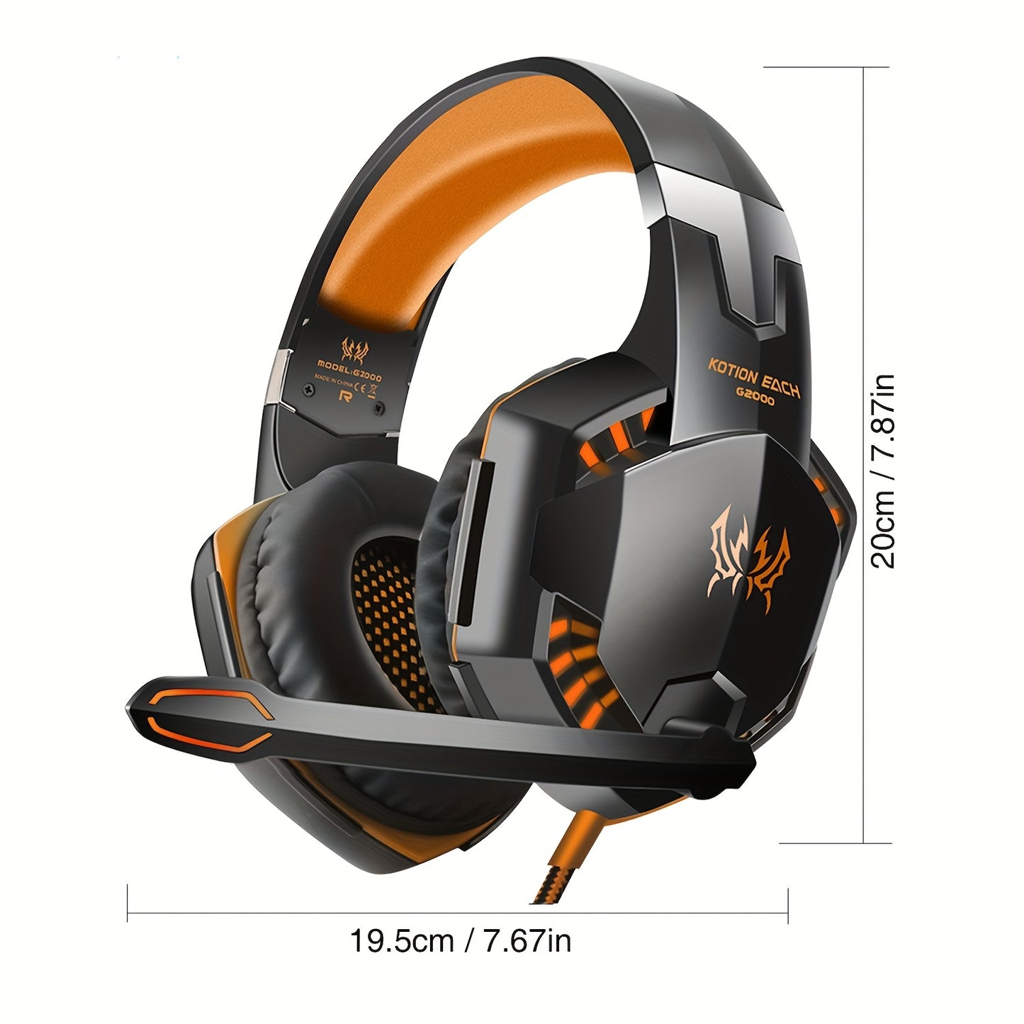 G2000 Gaming Headset, Surround Stereo Gaming Headphones With Noise Cancelling Mic, LED Lights & Soft Memory Earmuffs For PS5/ PS4/ Xbox One/Switch/PC Mac Computer Games