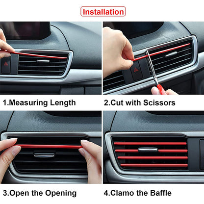 10pcs 20cm Car Air Conditioner Decoration Strip For Vent Outlet, U Shape Moulding Trim Strips, Styling Car Door Edge Corner Protector