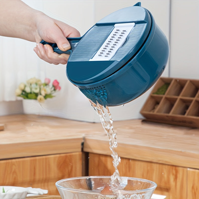 12-in-1 Vegetable Chopping Wizard - Effortless Manual Slicer, Shredder & Grater for Carrots, Potatoes, Radish - Durable Kitchen Tool for Home & Commercial Use