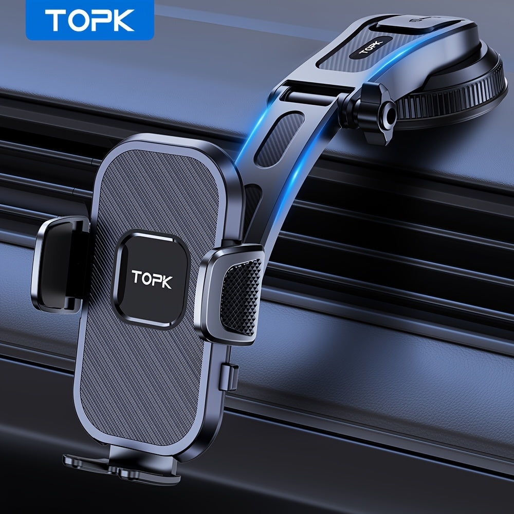 TOPK D38-C Car Phone Holder - Adjustable Horizontal and Vertical Mount for Car Dashboard, Compatible with All Phones, Upgraded Cell Phone Holder for Easy Viewing and Navigation