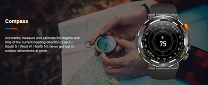 QTLLBT Smart Watch, Wireless Phone Answering, Outdoor Sports Watch, LED Light, High Quality, Compass Fitness Tracker, Pedometer, MMS Display, Suitable for Android, iPhone, Mobile Phone, Smart Watch for Men And Women, Gift