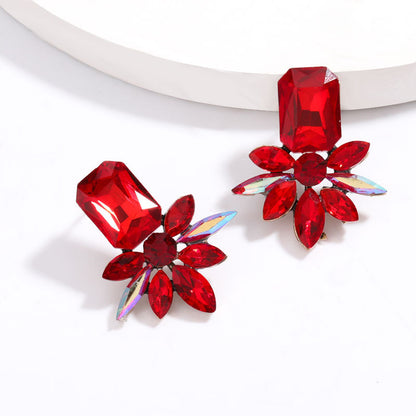 Fashion Exaggerated Glass Diamond Rhinestone Set Diamond Earrings