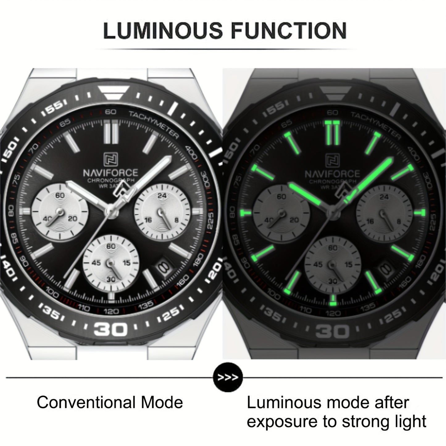 NAVIFORCE Men'S Luxury Business Watch, Multi-function Chronograph Waterproof Men Watches, 24/12 Hour date Display Man Wristwatch, Men Gift