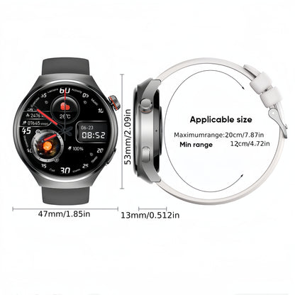 LITTLE MEATBALL Men's Smartwatch, 3.63cm HD Color Display, Wireless Calling,, 100+ Sports Modes, Sleep & Business Monitor, USB Charging, Zinc Alloy, Silicone Strap, Glitter Embellishment, Fitness Tracker Watch|Metallic Finish