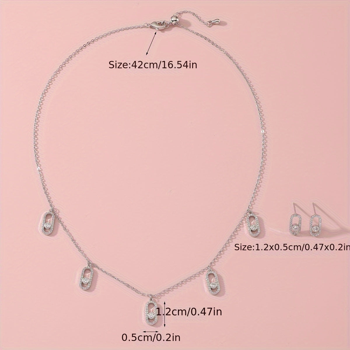 Elegant Women'S Jewelry Set - Golden-Plated Copper With Geometric Zircon Necklace & Earrings, Perfect For Everyday Wear Or Parties Earrings For Women Jewelry For Women