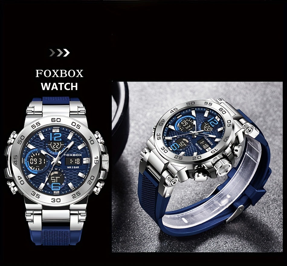 Men's Sports Watch, Waterproof Dual Display Digital Quartz Watch, Alarm Clock Chronograph Multifunction Luminous Watch, Ideal choice for Gifts