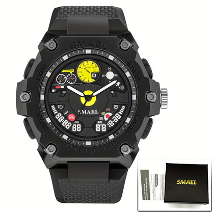 SMAEL Racing Dashboard Design Outdoor Sports Watch - LED Stopwatch Quartz - For Men & Women - Suitable for Sports & Outdoor Activities - Perfect Gift for Adventurers & Sports Enthusiasts