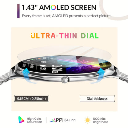 Ultra Thin Smartwatch For Men And Women Gift, 3.63 Cm Full Touch Screen With SMS And Make/Answer Call, For Android/IPhone, Fitness Activity Tracking Watch, Many Sport Modes, Pedometer, Distance, 100+ Exercise Modes