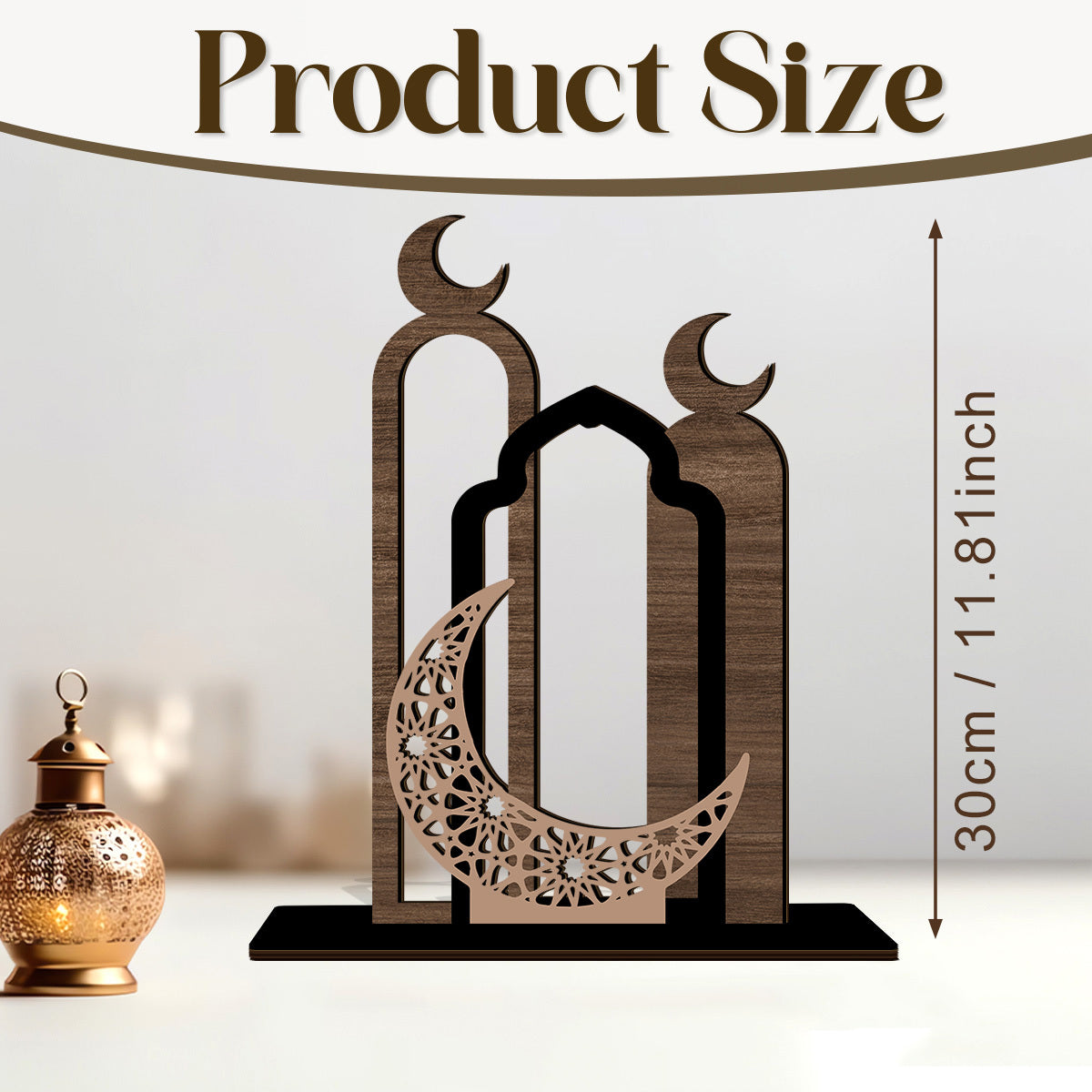 1pc Wooden Ramadan Mubarak Centerpiece, Farmhouse Style Table Sign, Frameless Log Artwork, Religious Islamic Holiday Decor, Universal Ramadan Kareem Table Decor, Non, English Language, Small Decorative Piece for Home and Gift