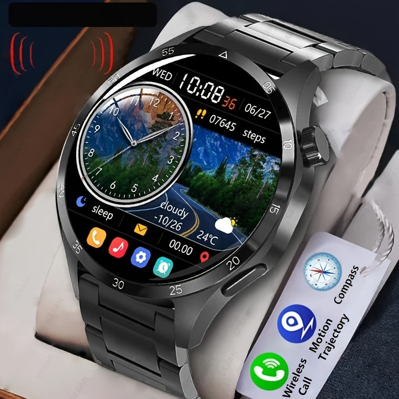 2025 New NFC Smart Watch For Men GPS Motion Trajectory 360*360 HD Screen AI Voice Wireless Call Smartwatch Sports Watch For Men Father'S Day Gift