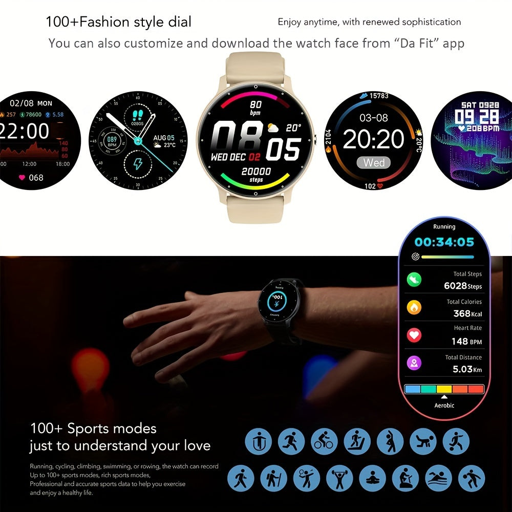 Smart Watch (Making/Answer Call) For Women Men, Wireless Calling Smartwatch With Sleep Monitor, Multi-Sport Mode, Weather Forecast, Ai Voice Control, Music Playing Control, Sport Fitness Tracker Watch Compatible For IPhone An