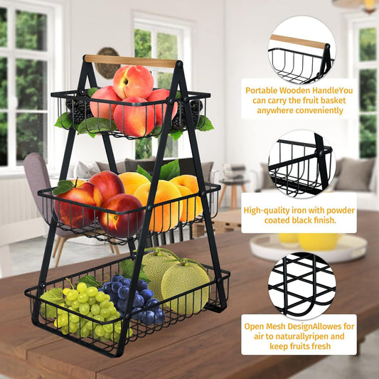 Removable Iron Double Layer Fruit Basket Storage Rack