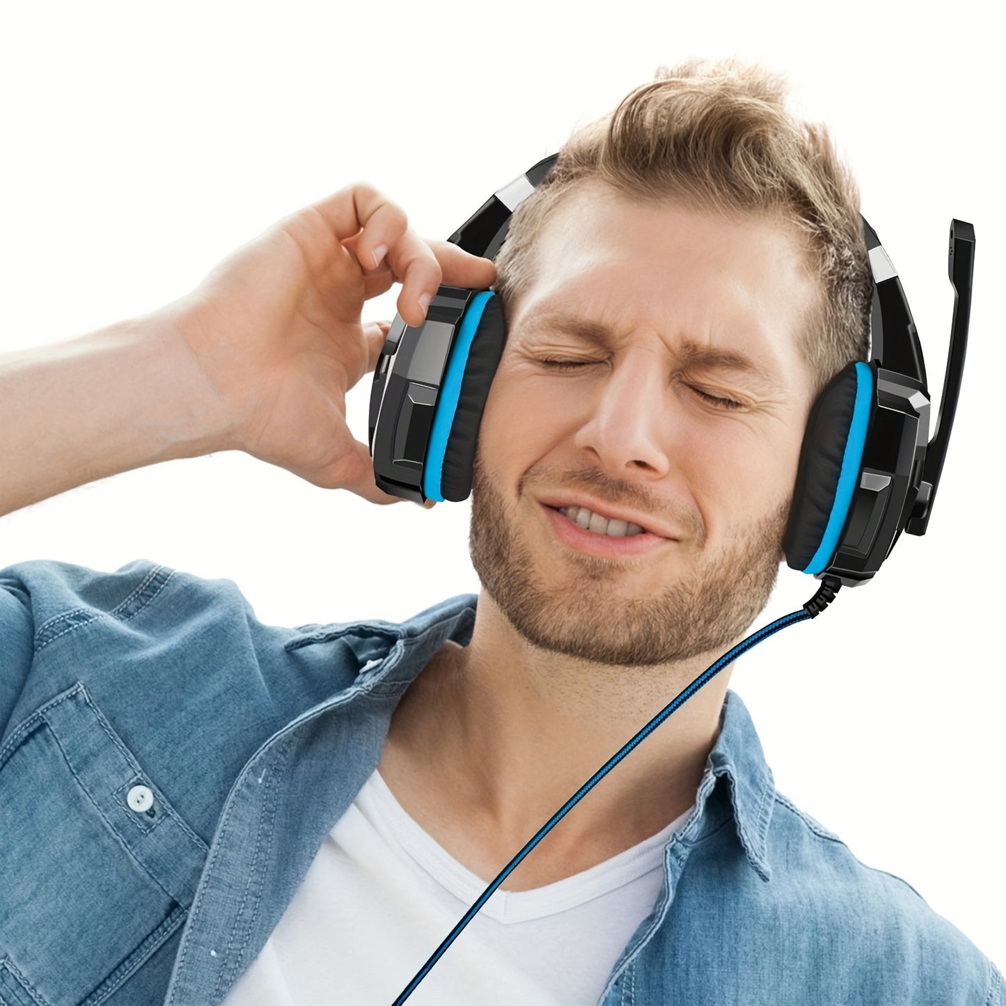 G9000 Stereo Gaming Headset For PS4 PC Xbox One For PS5 Controller, Noise Cancelling Over Ear Headphones With Mic, LED Light, Bass Surround, Soft Memory Earmuffs For Laptop Mac NES Games