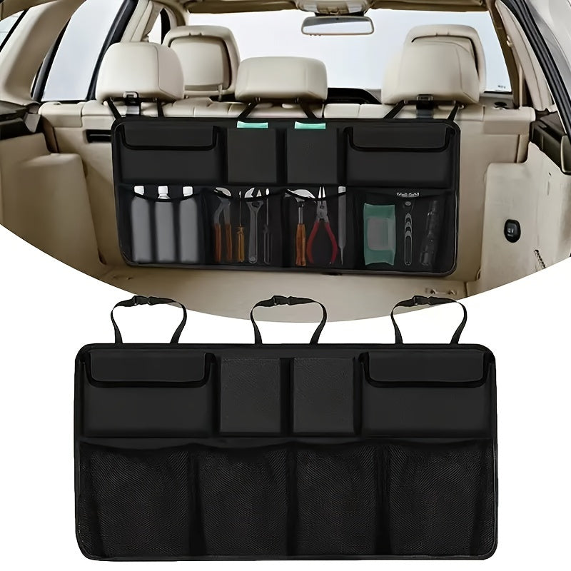 1 Pcs Car Trunk Car Storage Bag, Rear Seat Suspension Car Storage Bag, With 8 Large Storage Bags - For SUVs, Trucks, Vans - Your Space Saving Expert