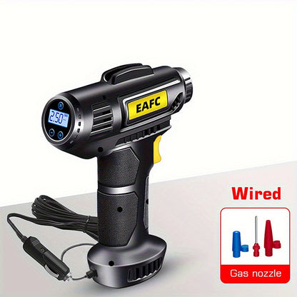 Portable Air Compressor: 150PSI Cordless Car Tire Inflator Pump With Pressure Gauge & Light - Perfect For Cars, Motorcycles & Bicycles!