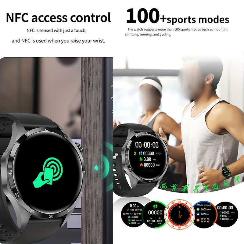 2025 New NFC Smart Watch For Men GPS Motion Trajectory 360*360 HD Screen AI Voice Wireless Call Smartwatch Sports Watch For Men Father'S Day Gift