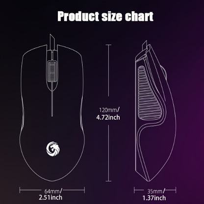 Colorful Mute Wired Gaming Mouse 1600 DPI Magic 3 Button USB Mouse With RGB Backlight Mute Mice For PC Gamer Computer Laptop Mouse Mice