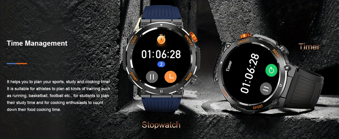 QTLLBT Smart Watch, Wireless Phone Answering, Outdoor Sports Watch, LED Light, High Quality, Compass Fitness Tracker, Pedometer, MMS Display, Suitable for Android, iPhone, Mobile Phone, Smart Watch for Men And Women, Gift