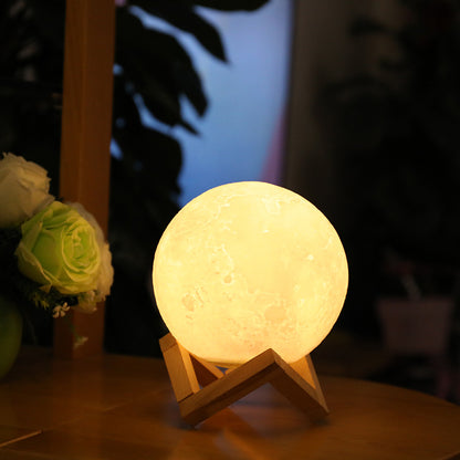1pc, Moon Lamp, LED Night Light 3D Printing Moon Light, Moon Light Lamps For Friends Lover Birthday Gifts, Ramadan Kareem, Scene Decor, Room Decor, Mother's Day Gift, Mother's Day Decor